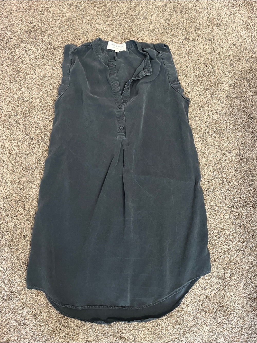 Sleeveless Dark Gray V-Neck Shift Dress
